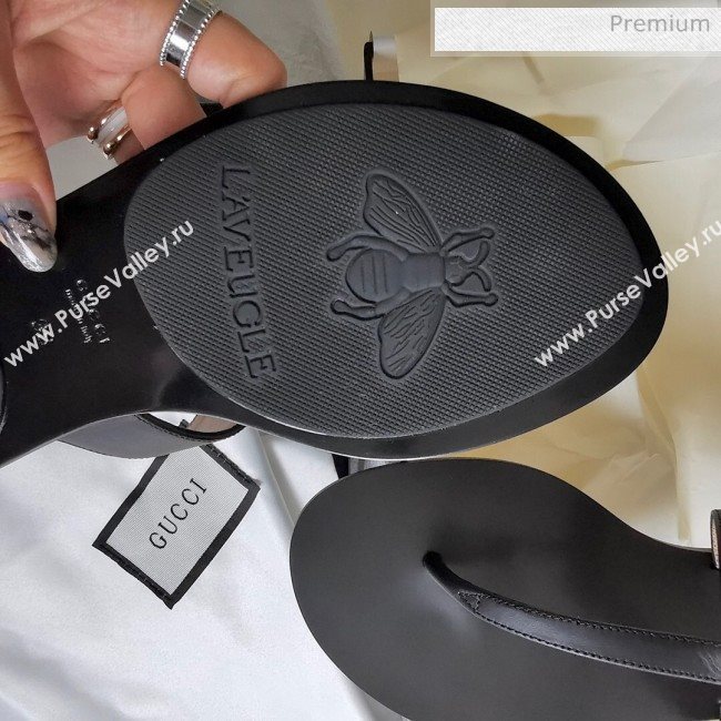Gucci Leather Thong Sandal with Double G Black 2020 (SY-20062439)
