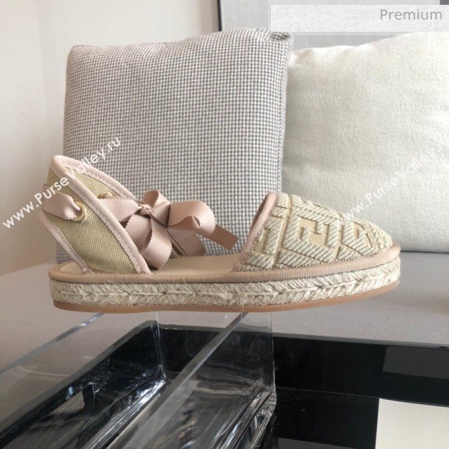 Fendi FF Laces Flat Espadrilles Beige 2020 (SY-20062449)