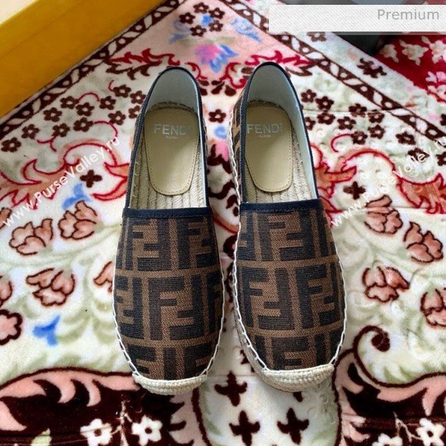 Fendi FF Canvas Flat Espadrilles Brown 2020 (HB-20062809)