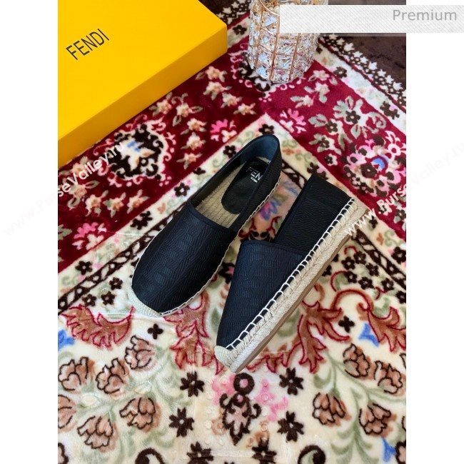 Fendi FF Canvas Flat Espadrilles Black 2020 (HB-20062812)