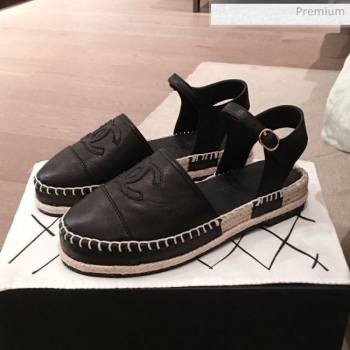 Chanel Lambskin Flat Espadrilles G36184 Black 2020 (KL-20062814)