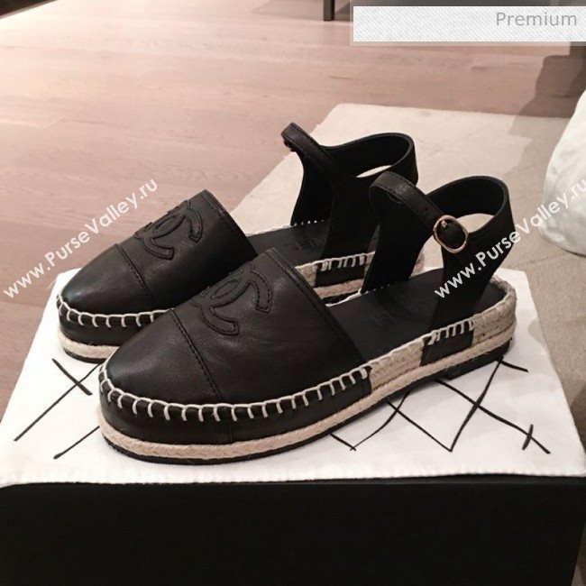 Chanel Lambskin Flat Espadrilles G36184 Black 2020 (KL-20062814)