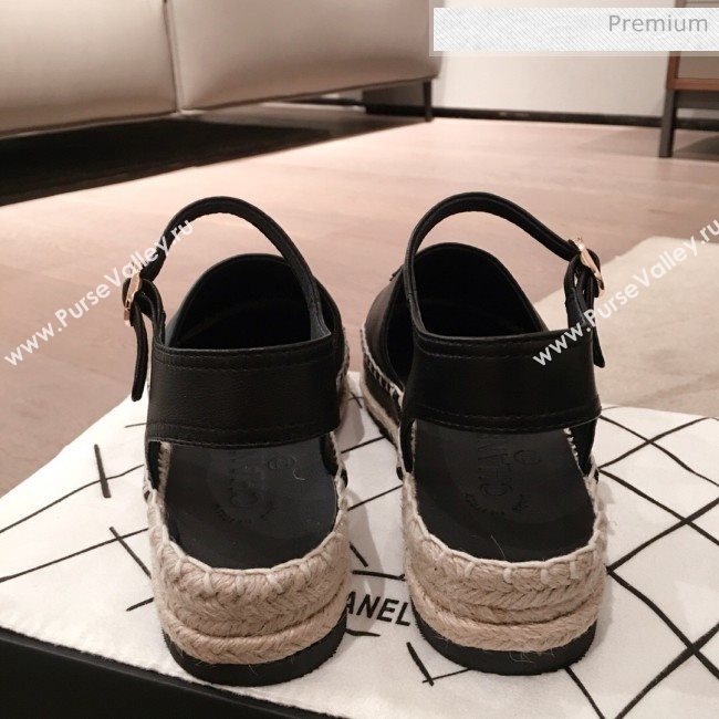 Chanel Lambskin Flat Espadrilles G36184 Black 2020 (KL-20062814)