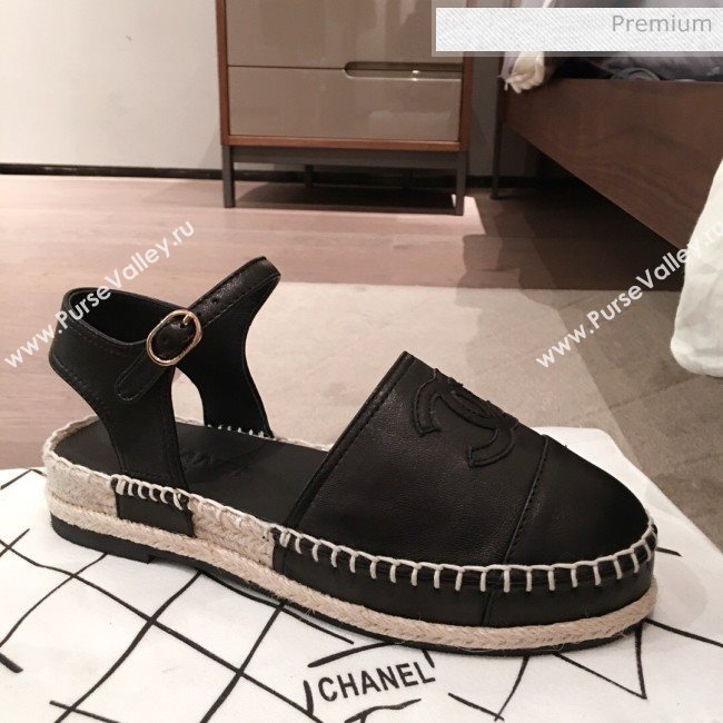 Chanel Lambskin Flat Espadrilles G36184 Black 2020 (KL-20062814)