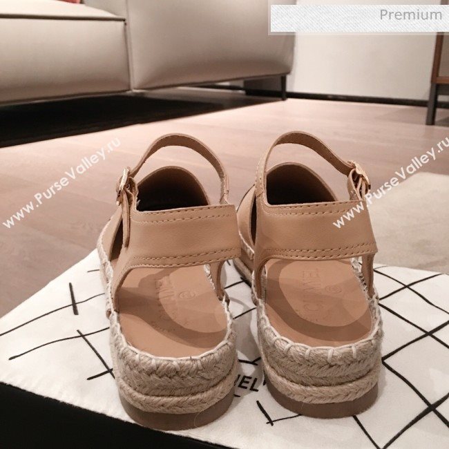 Chanel Lambskin Flat Espadrilles G36184 Beige 2020 (KL-20062815)