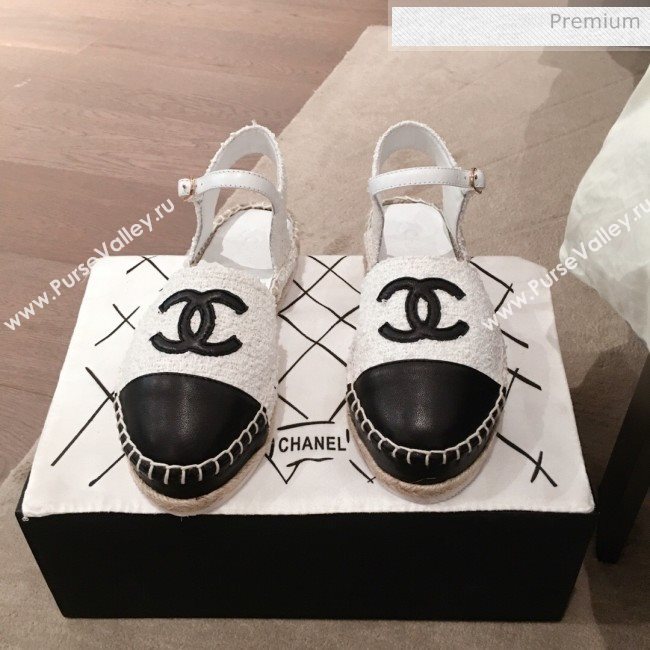 Chanel Tweed Flat Espadrilles G36184 White 2020 (KL-20062816)