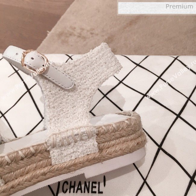 Chanel Tweed Flat Espadrilles G36184 White 2020 (KL-20062816)