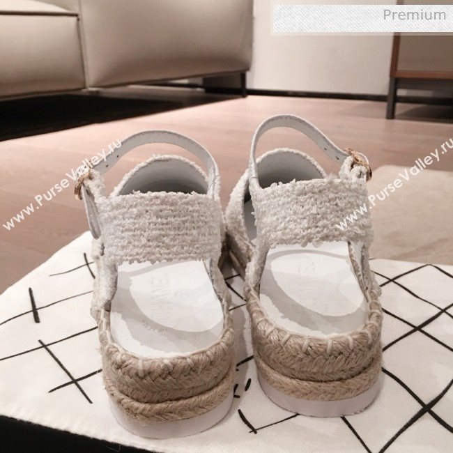 Chanel Tweed Flat Espadrilles G36184 White 2020 (KL-20062816)