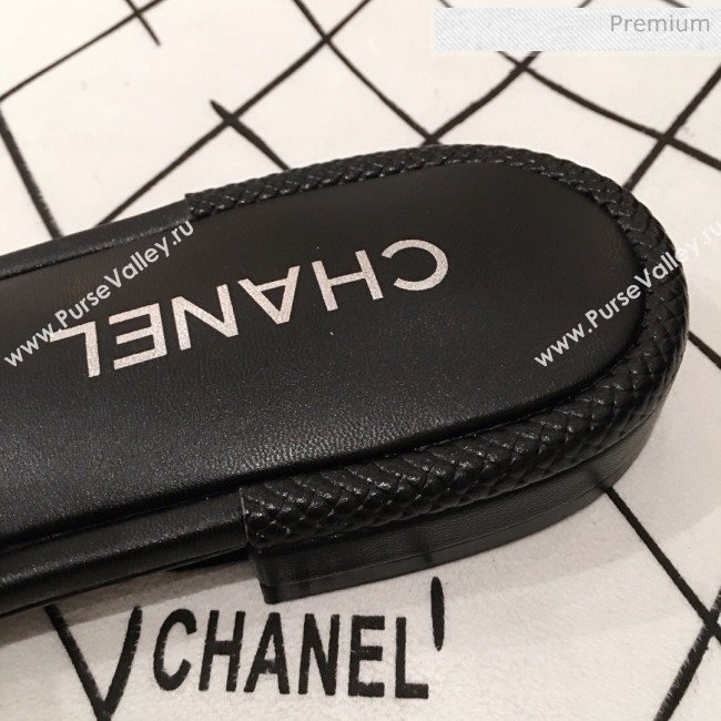 Chanel Chain CC Lambskin Flat Mules Slide Sandals G35532 Black 2020 (KL-20062820)
