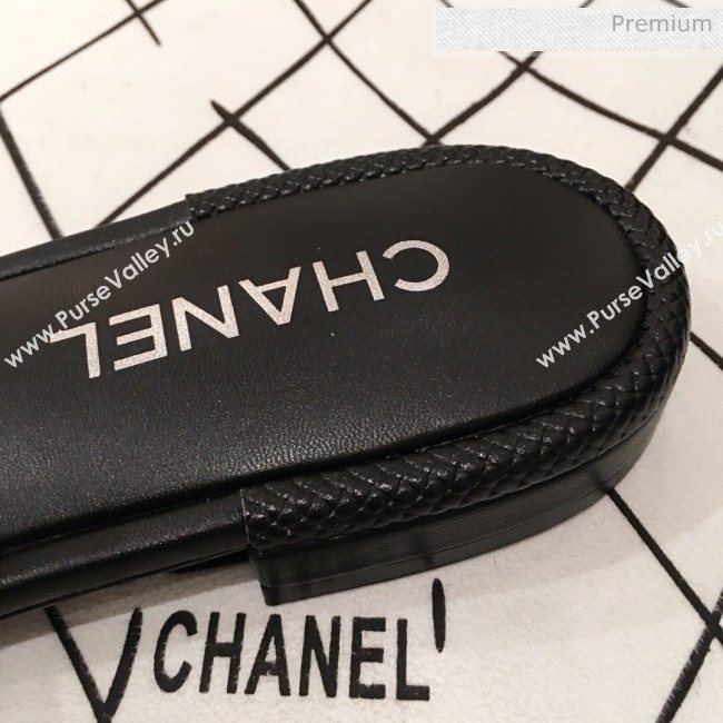 Chanel Chain CC Lambskin Flat Mules Slide Sandals G35532 Black 2020 (KL-20062820)