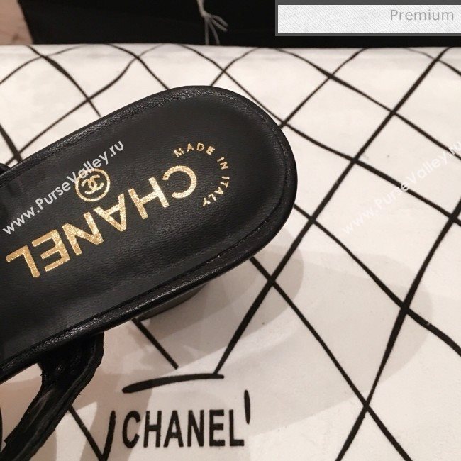 Chanel Lambskin Pearl Straps Mule Sandals G35381 70MM Black 2020 (KL-20062823)