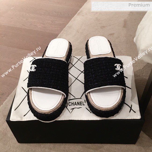 Chanel Tweed Platform Mule Slide Sandals White 2020 (KL-20062828)