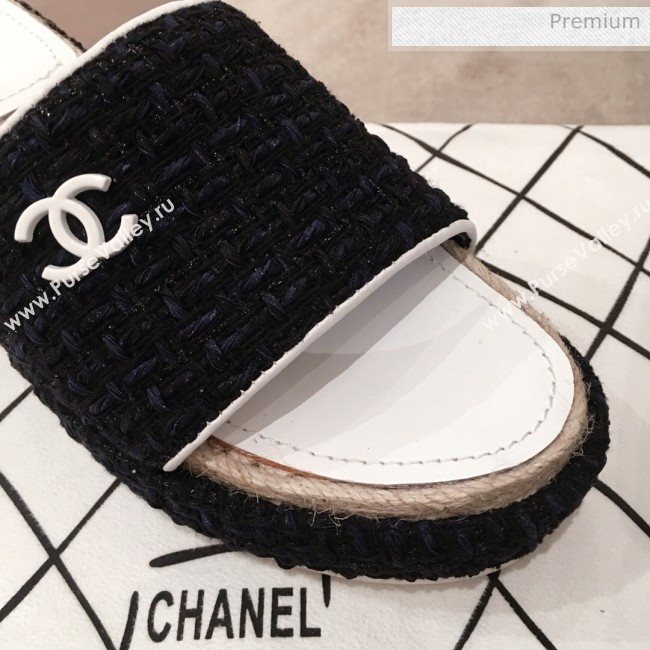 Chanel Tweed Platform Mule Slide Sandals White 2020 (KL-20062828)