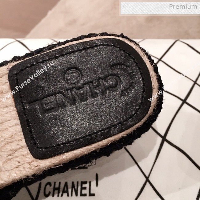 Chanel Tweed Platform Mule Slide Sandals Black 2020 (KL-20062827)