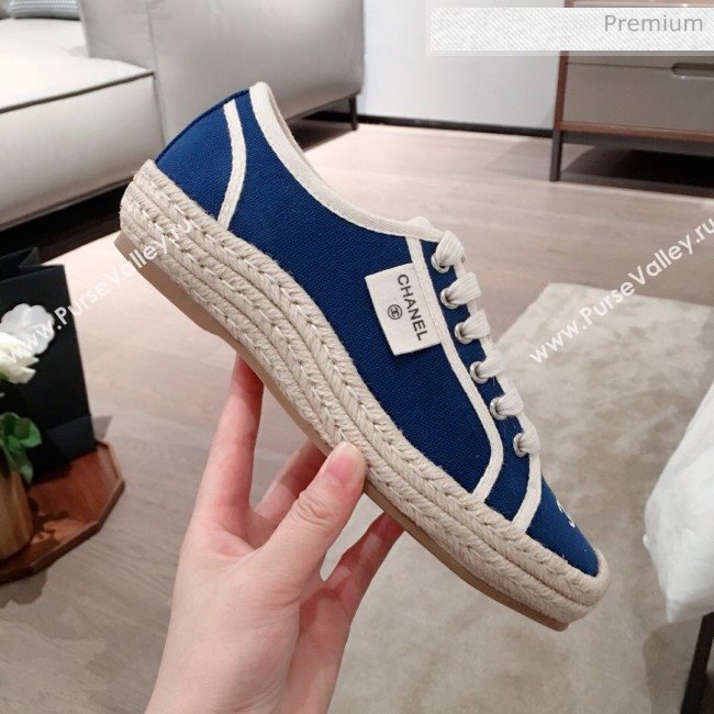 Chanel Vintage Canvas Label Espadrille Sneakers Blue 2020 (KL-20062859)