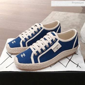 Chanel Vintage Canvas Label Espadrille Sneakers Blue 2020 (KL-20062859)