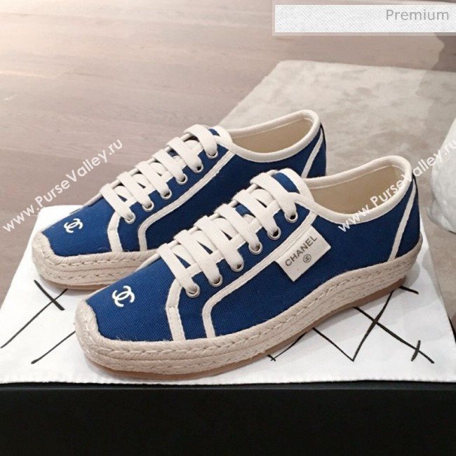 Chanel Vintage Canvas Label Espadrille Sneakers Blue 2020 (KL-20062859)