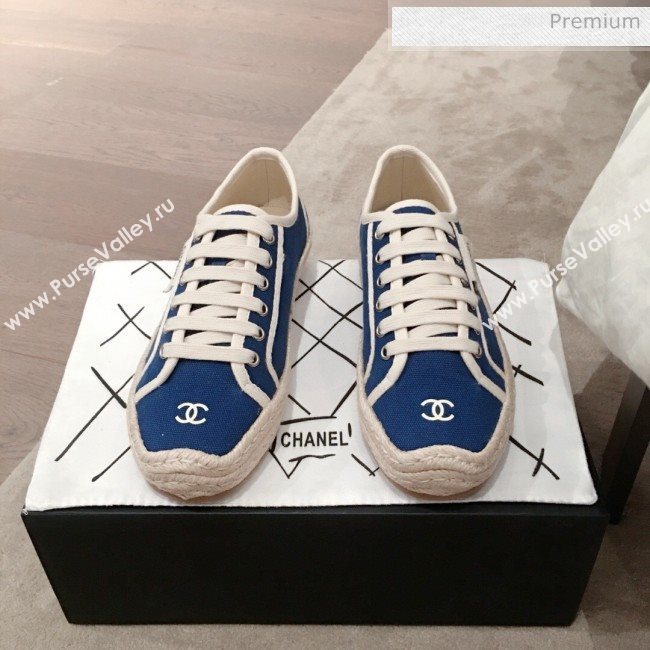 Chanel Vintage Canvas Label Espadrille Sneakers Blue 2020 (KL-20062859)