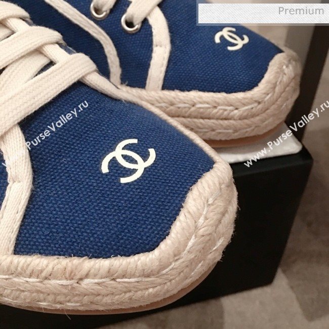 Chanel Vintage Canvas Label Espadrille Sneakers Blue 2020 (KL-20062859)