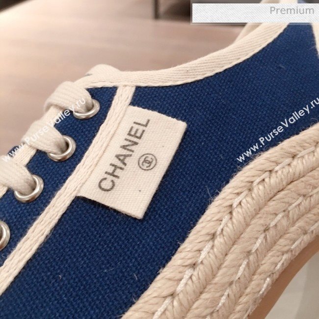 Chanel Vintage Canvas Label Espadrille Sneakers Blue 2020 (KL-20062859)