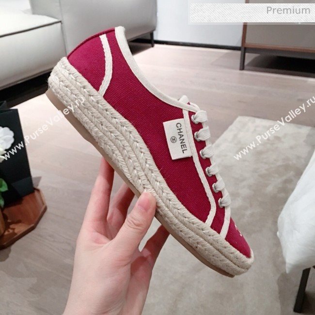 Chanel Vintage Canvas Label Espadrille Sneakers Red 2020 (KL-20062858)