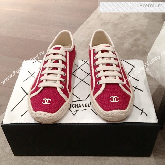 Chanel Vintage Canvas Label Espadrille Sneakers Red 2020 (KL-20062858)