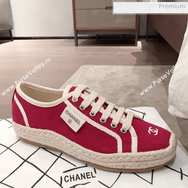 Chanel Vintage Canvas Label Espadrille Sneakers Red 2020 (KL-20062858)