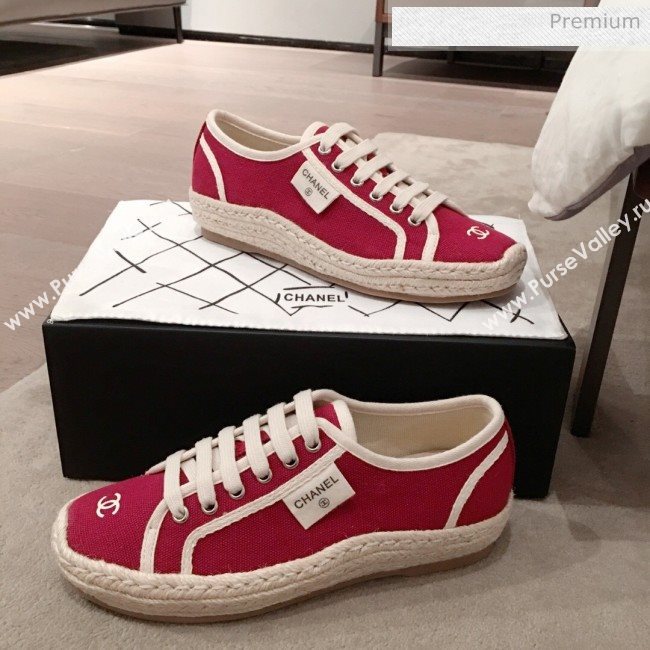 Chanel Vintage Canvas Label Espadrille Sneakers Red 2020 (KL-20062858)