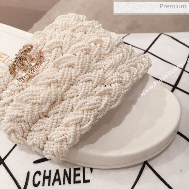 Chanel Tweed Pearls Flat Mule Slide Sandals G35696 White 2020 (KL-20062861)