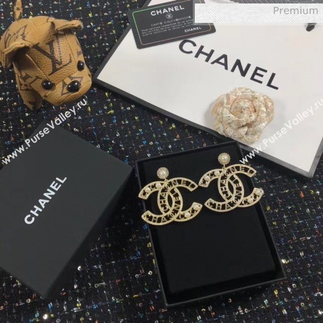 Chanel CC Short Earring Gold/Pearly White 60 2020 (YF-20062903)