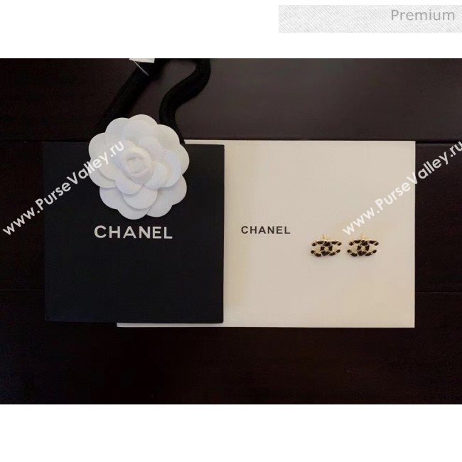 Chanel CC Stud Earrings AB3362 Black/Gold 65 2020 (YF-20062909)