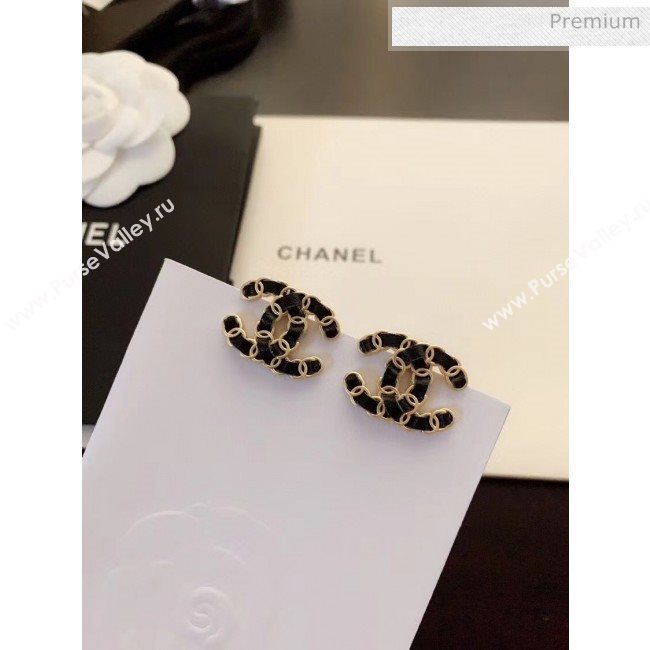Chanel CC Stud Earrings AB3362 Black/Gold 65 2020 (YF-20062909)