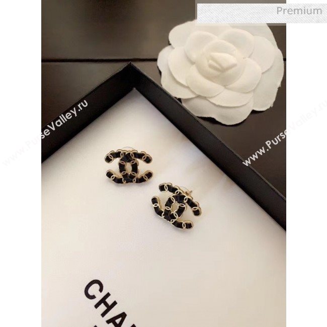 Chanel CC Stud Earrings AB3362 Black/Gold 65 2020 (YF-20062909)