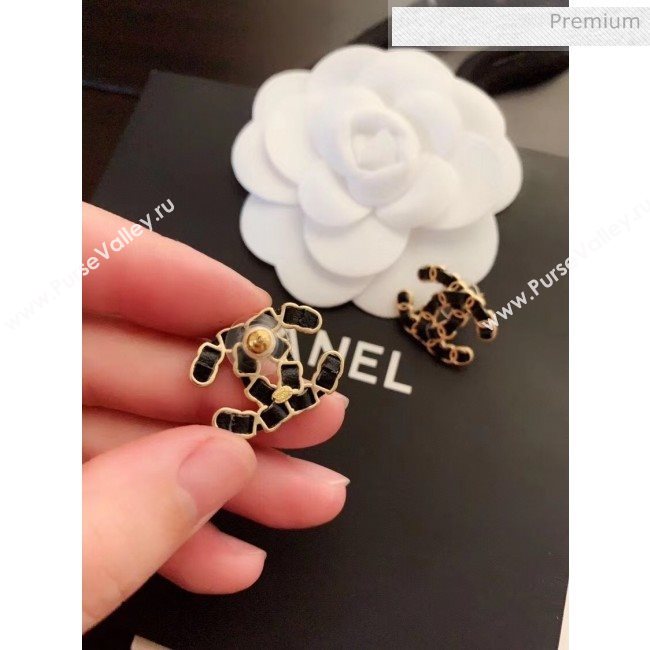 Chanel CC Stud Earrings AB3362 Black/Gold 65 2020 (YF-20062909)