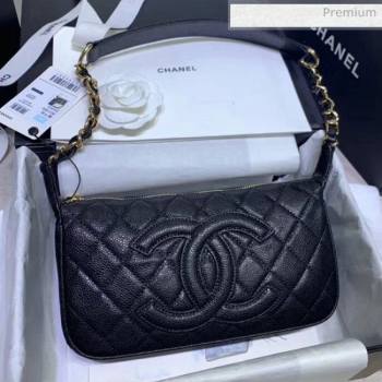 Chanel Grained Leather Hobo Bag B01960 Black 2020 (JY-20062916)