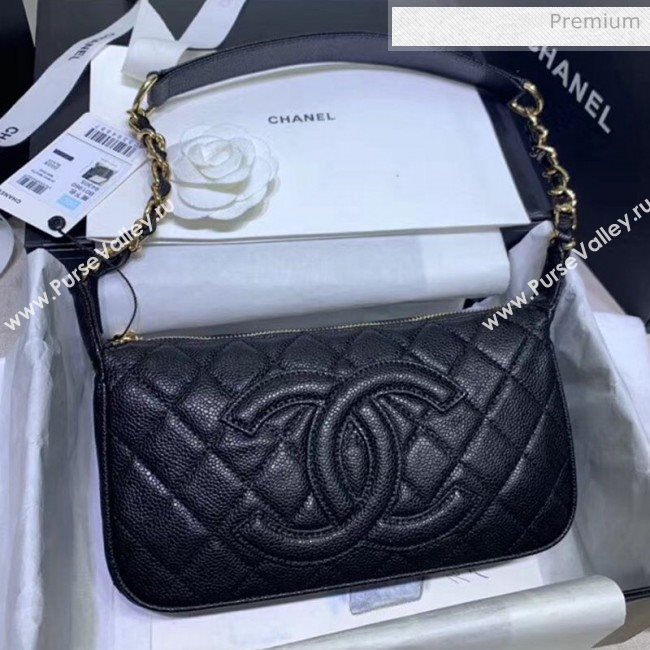 Chanel Grained Leather Hobo Bag B01960 Black 2020 (JY-20062916)