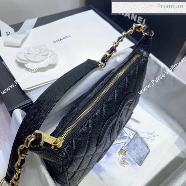 Chanel Grained Leather Hobo Bag B01960 Black 2020 (JY-20062916)