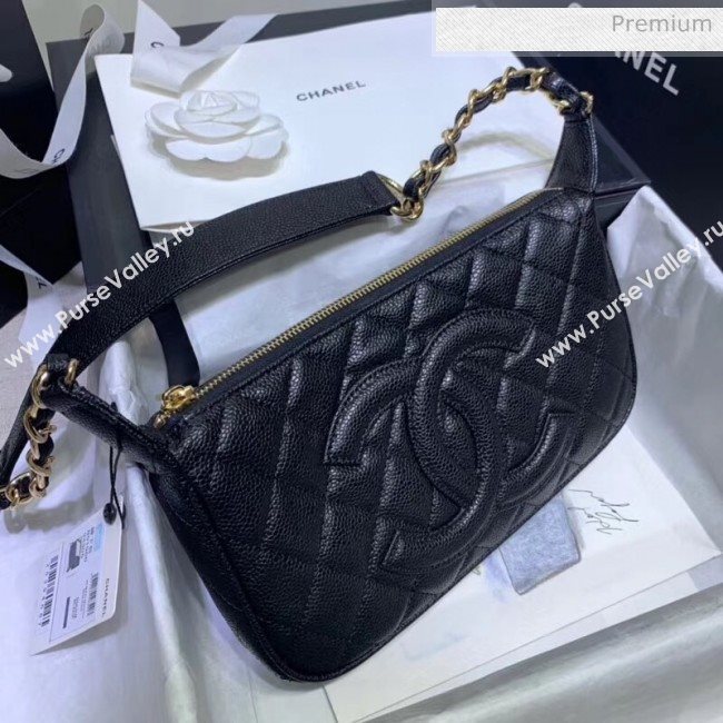 Chanel Grained Leather Hobo Bag B01960 Black 2020 (JY-20062916)