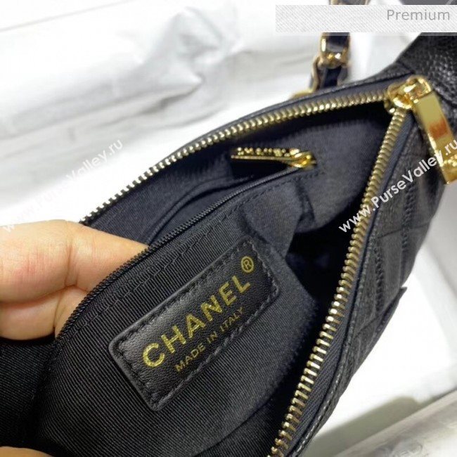 Chanel Grained Leather Hobo Bag B01960 Black 2020 (JY-20062916)