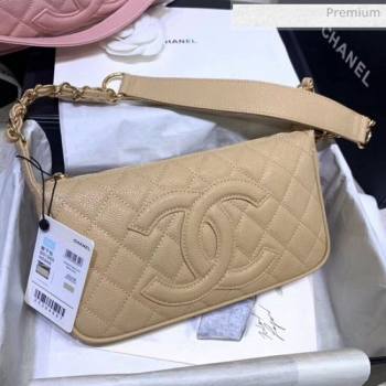 Chanel Grained Leather Hobo Bag B01960 Beige 2020 (JY-20062917)