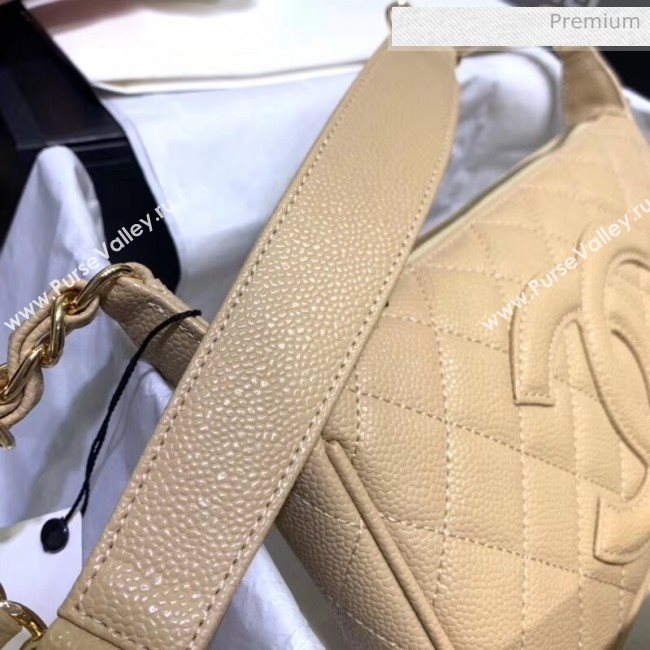 Chanel Grained Leather Hobo Bag B01960 Beige 2020 (JY-20062917)