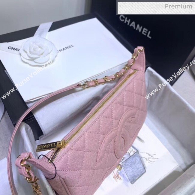 Chanel Grained Leather Hobo Bag B01960 Pink 2020 (JY-20062918)