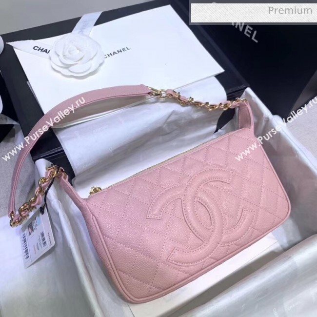 Chanel Grained Leather Hobo Bag B01960 Pink 2020 (JY-20062918)