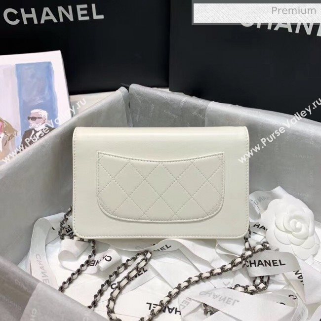 Chanel Calfskin Chain CHANEL Wallet on Chian WOC White 2020 (JY-20062924)