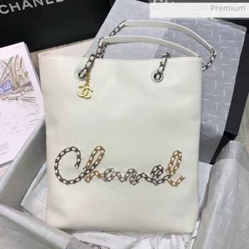 Chanel Calfskin Chain CHANEL Shopping Bag White 2020 (JY-20062922)