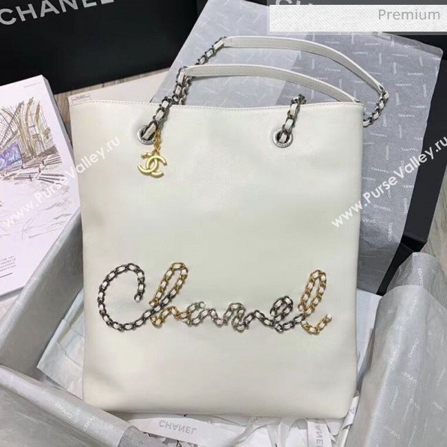 Chanel Calfskin Chain CHANEL Shopping Bag White 2020 (JY-20062922)