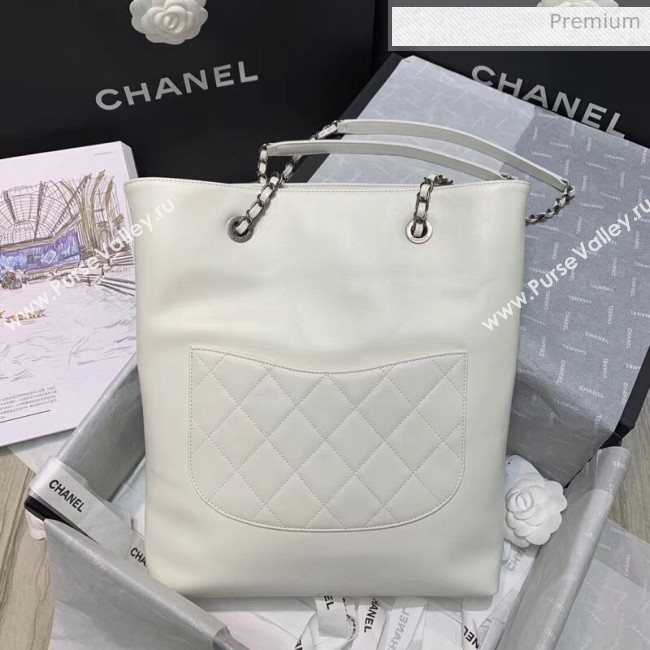 Chanel Calfskin Chain CHANEL Shopping Bag White 2020 (JY-20062922)