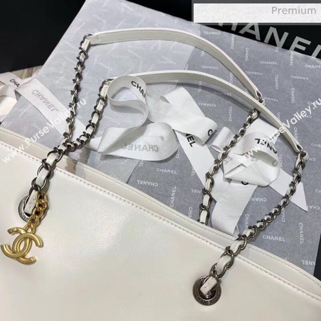 Chanel Calfskin Chain CHANEL Shopping Bag White 2020 (JY-20062922)