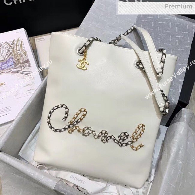 Chanel Calfskin Chain CHANEL Shopping Bag White 2020 (JY-20062922)