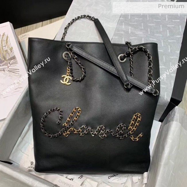 Chanel Calfskin Chain CHANEL Shopping Bag Black 2020 (JY-20062921)